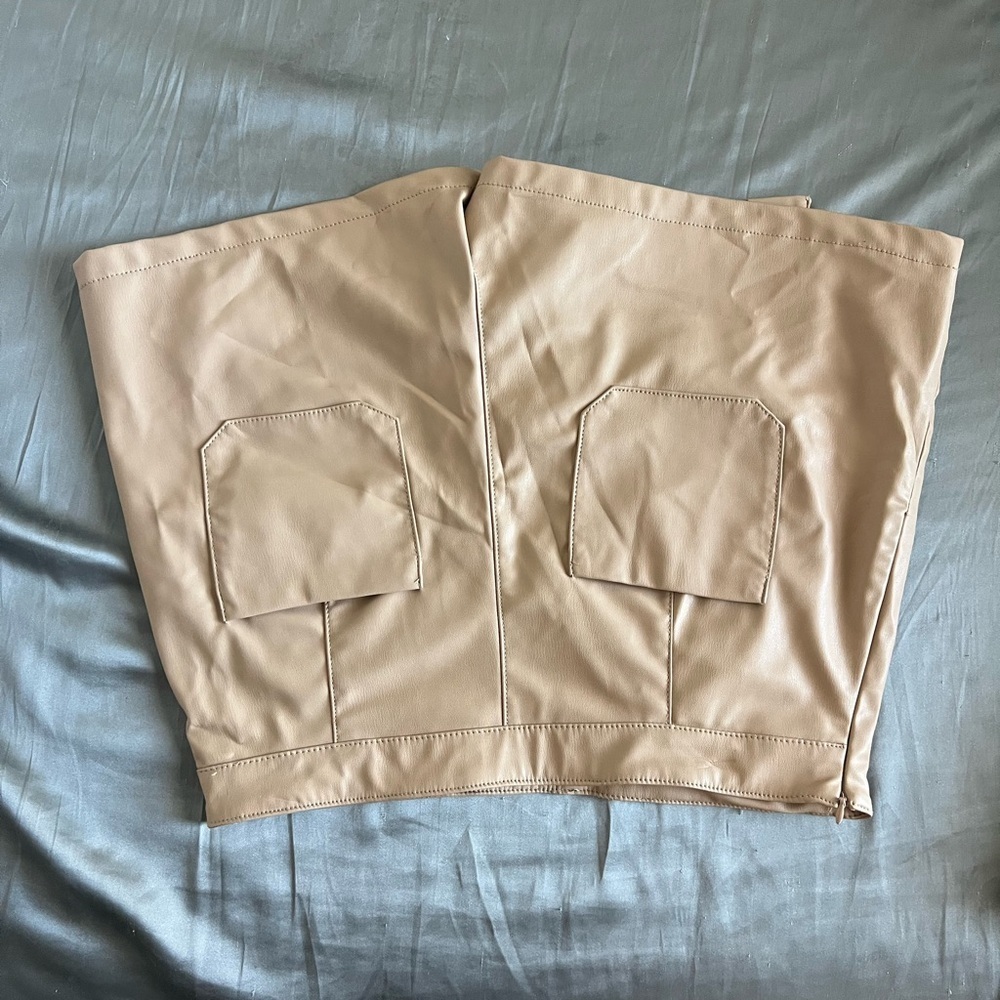 Zara Beige Faux Leather Skort - Picture 7 of 8